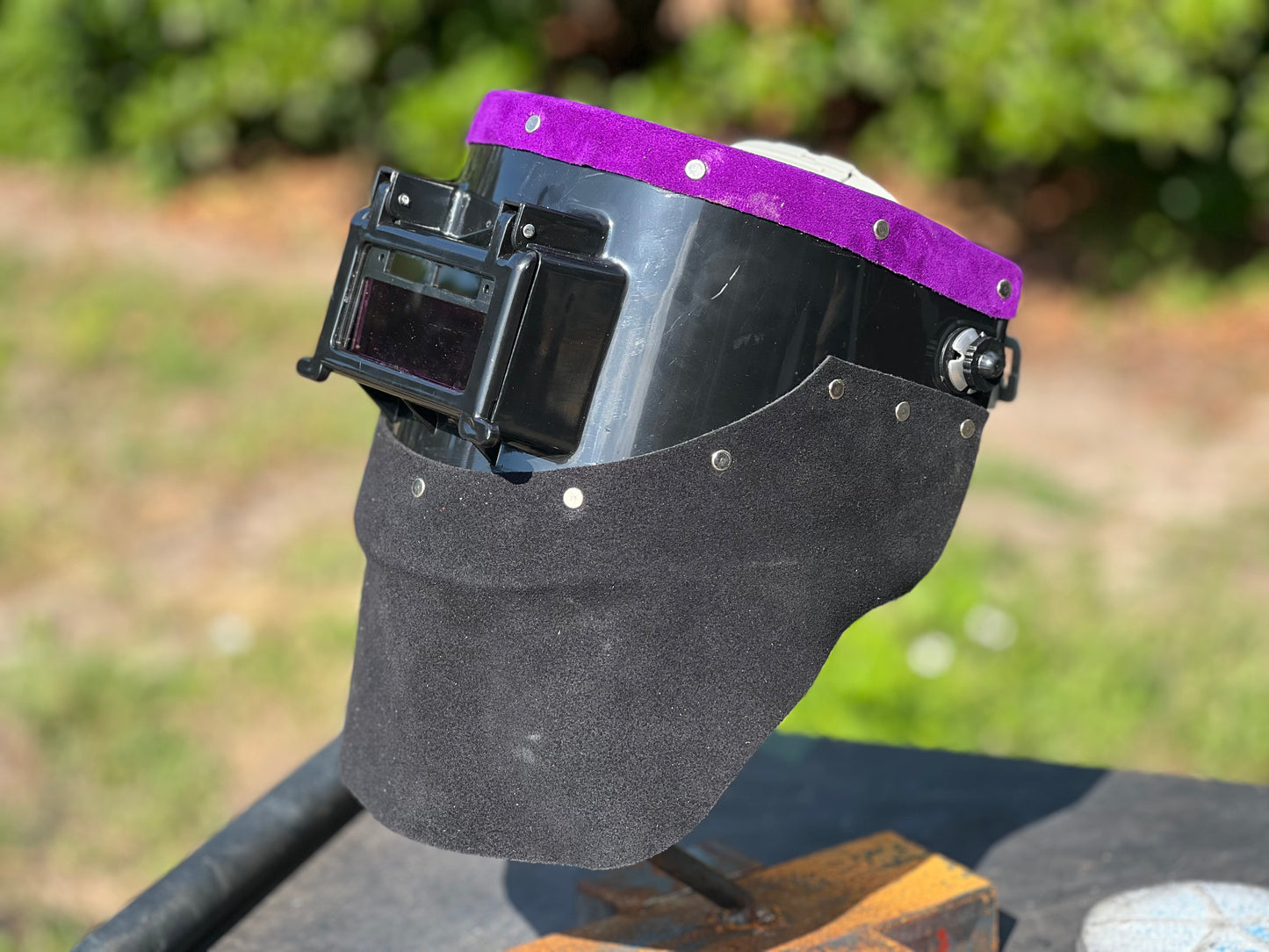 Black and purple chopped tiger hood