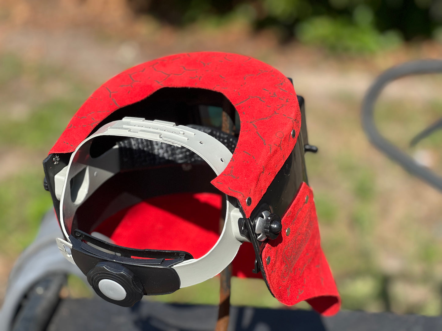 Red Boar chopped tiger hood