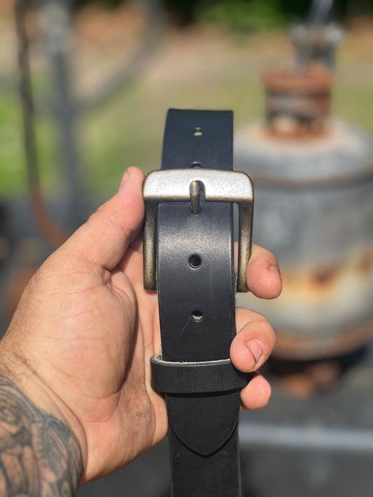 Black leather belt
