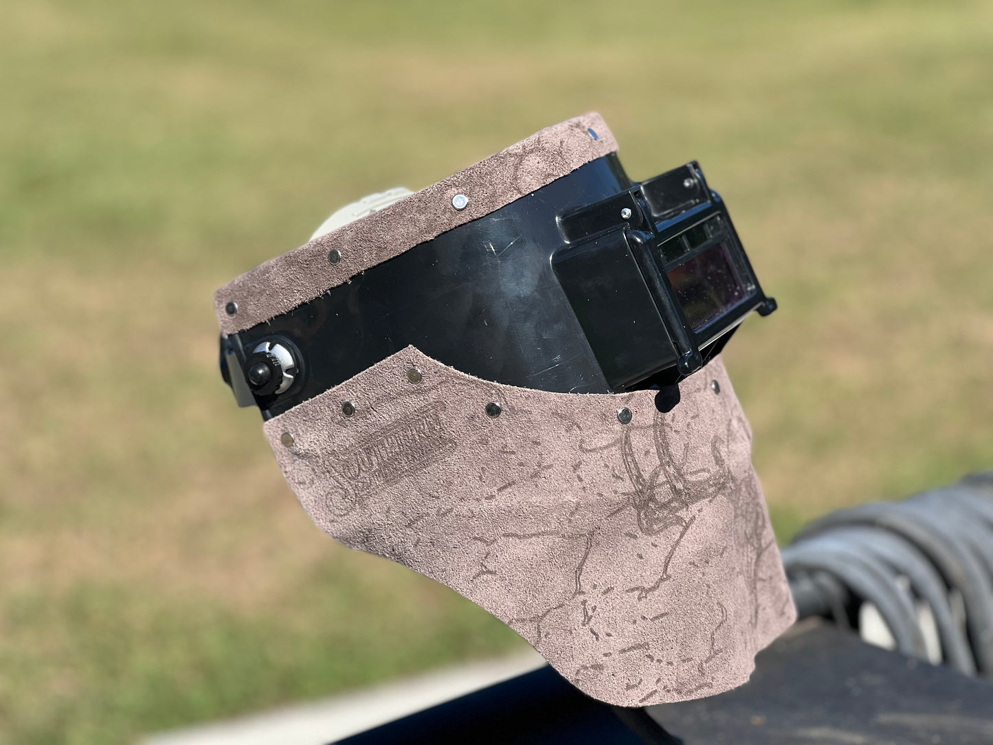 Grey deer skull chopped tiger hood