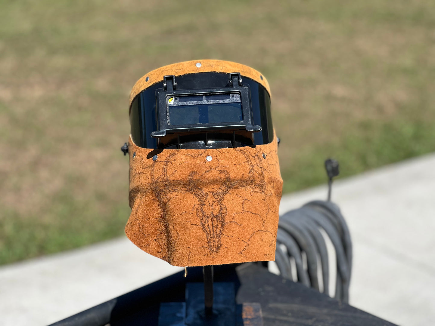 Orange deer skull chopped tiger hood