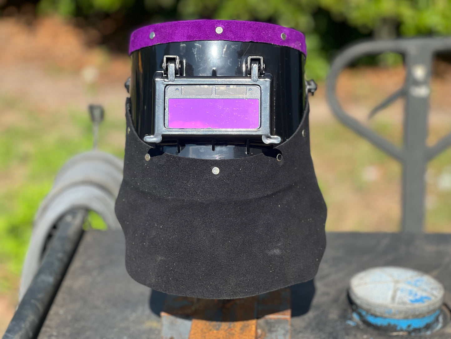 Black and purple chopped tiger hood