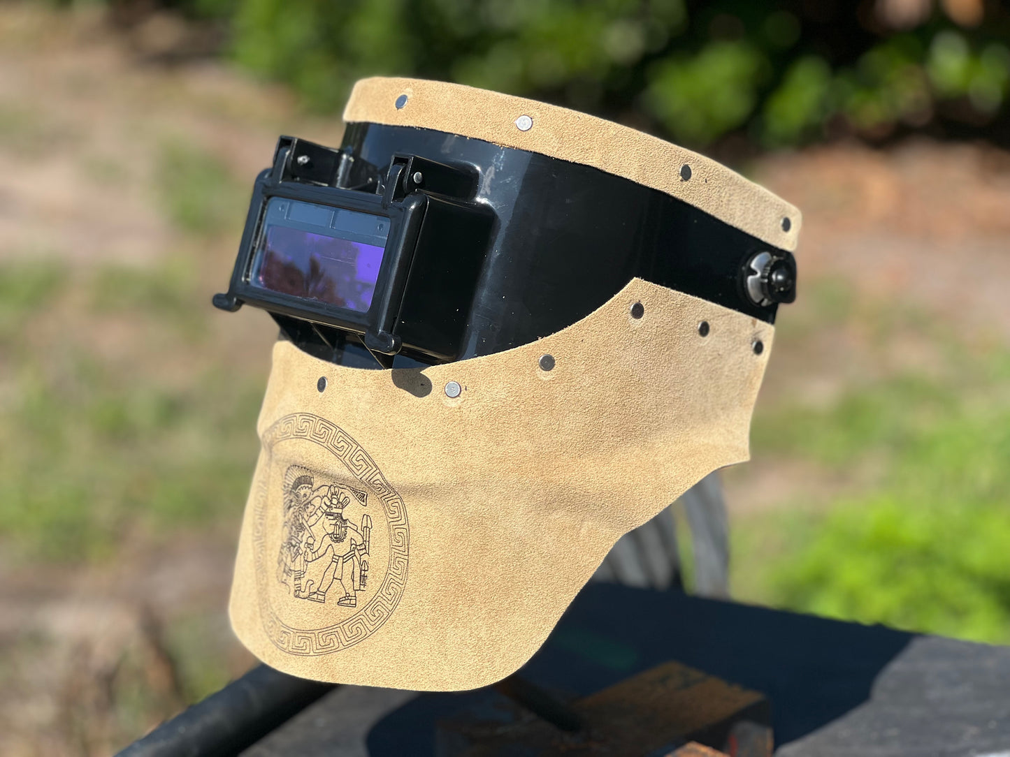 Tan aztec chopped tiger hood