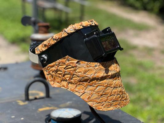 Tan pirarucu chopped tiger hood