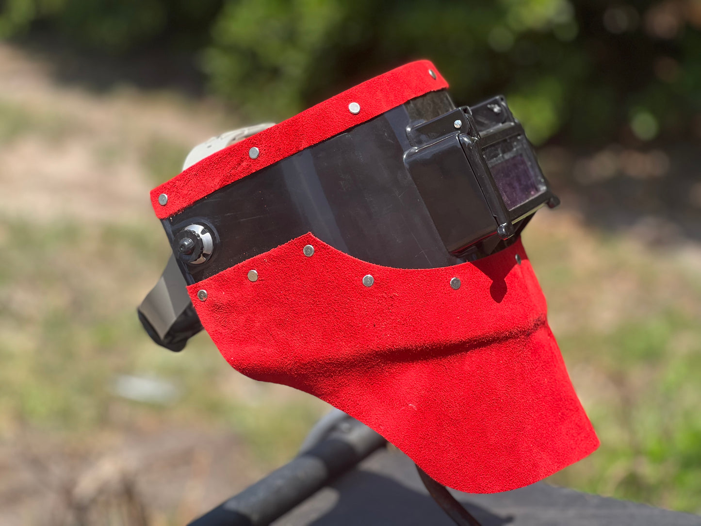 Red chopped tiger hood