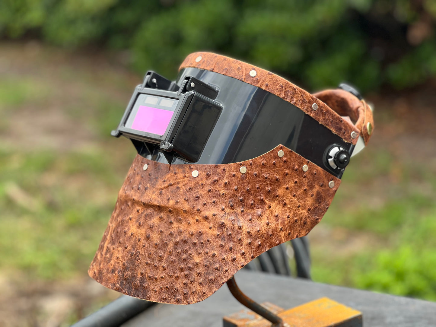 Ostrich chopped tiger hood