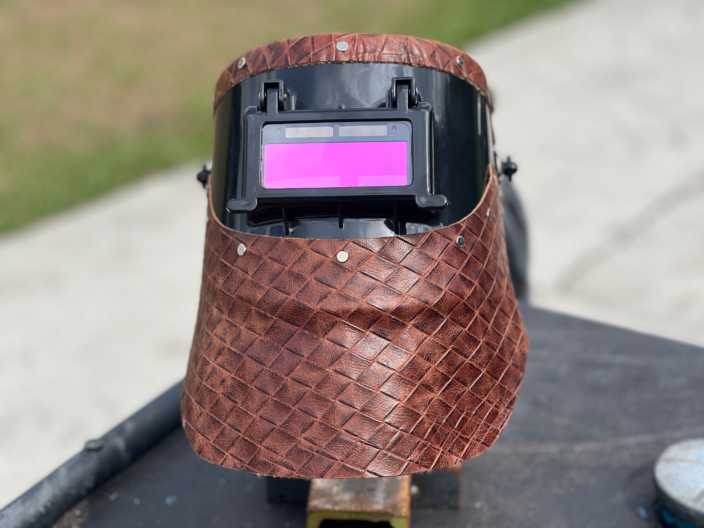 Basket weave pattern hood