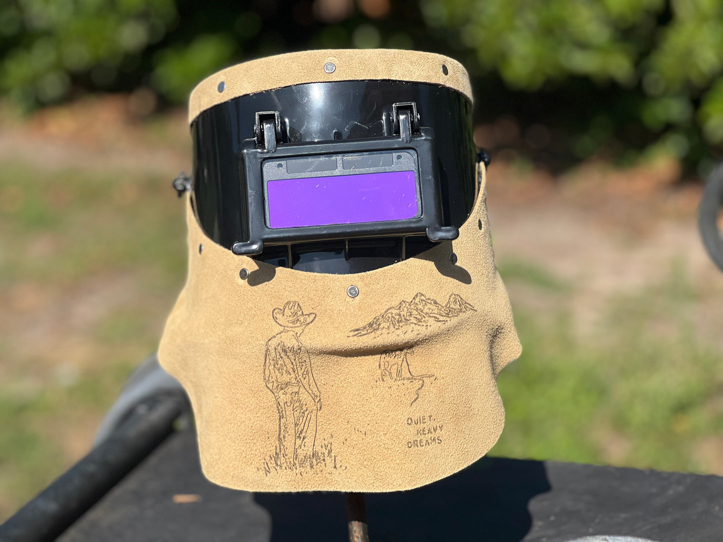 Tan cowboy chopped tiger hood