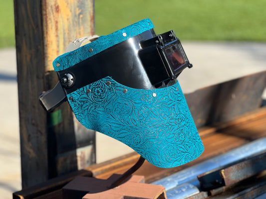 teal floral chopped tiger hood