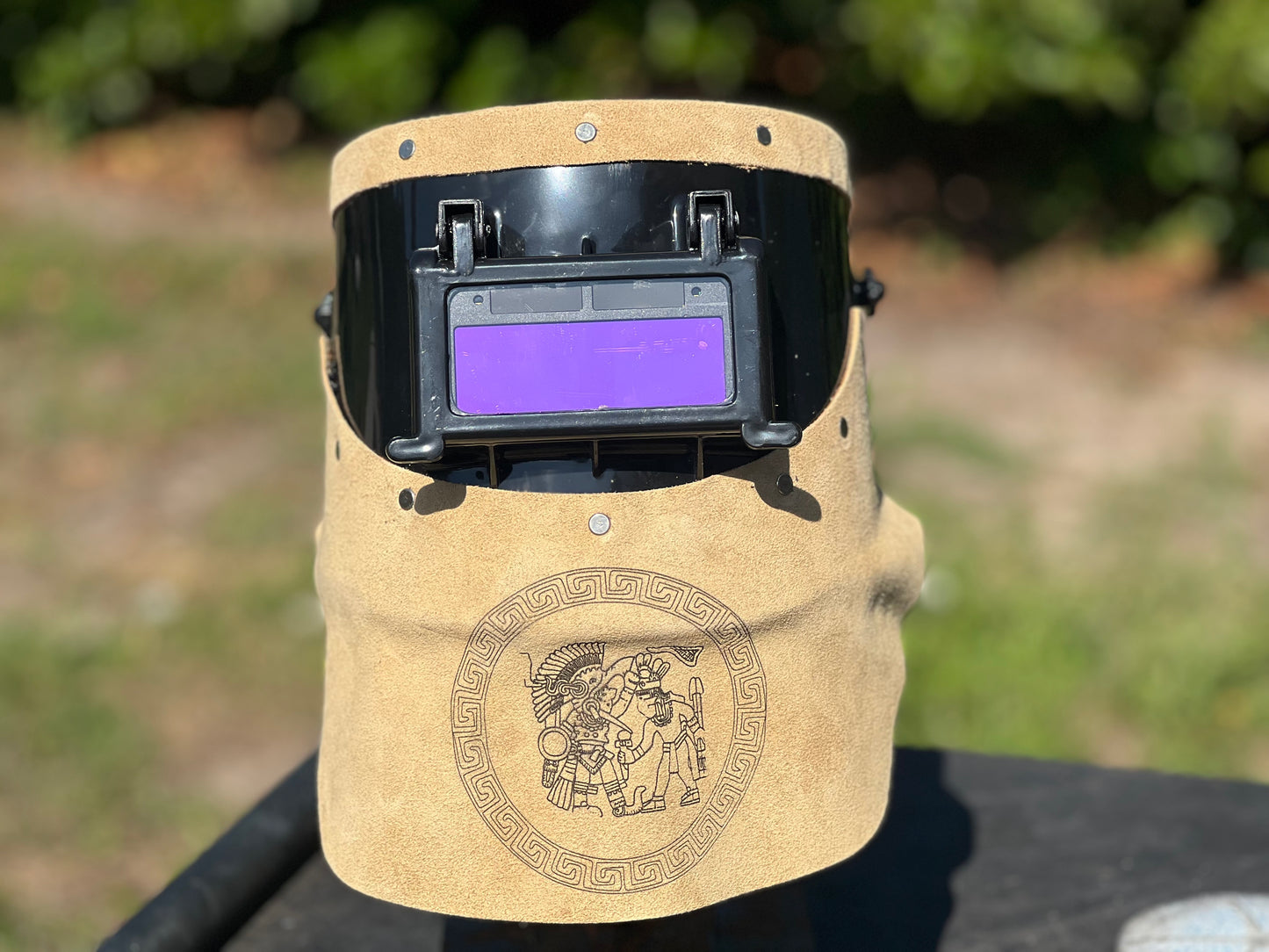 Tan aztec chopped tiger hood