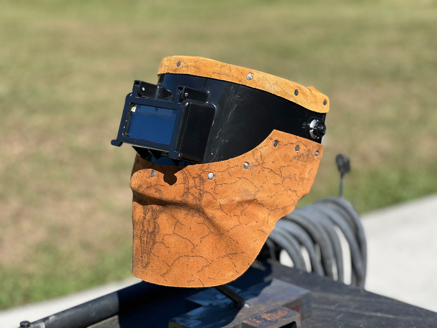 Orange deer skull chopped tiger hood