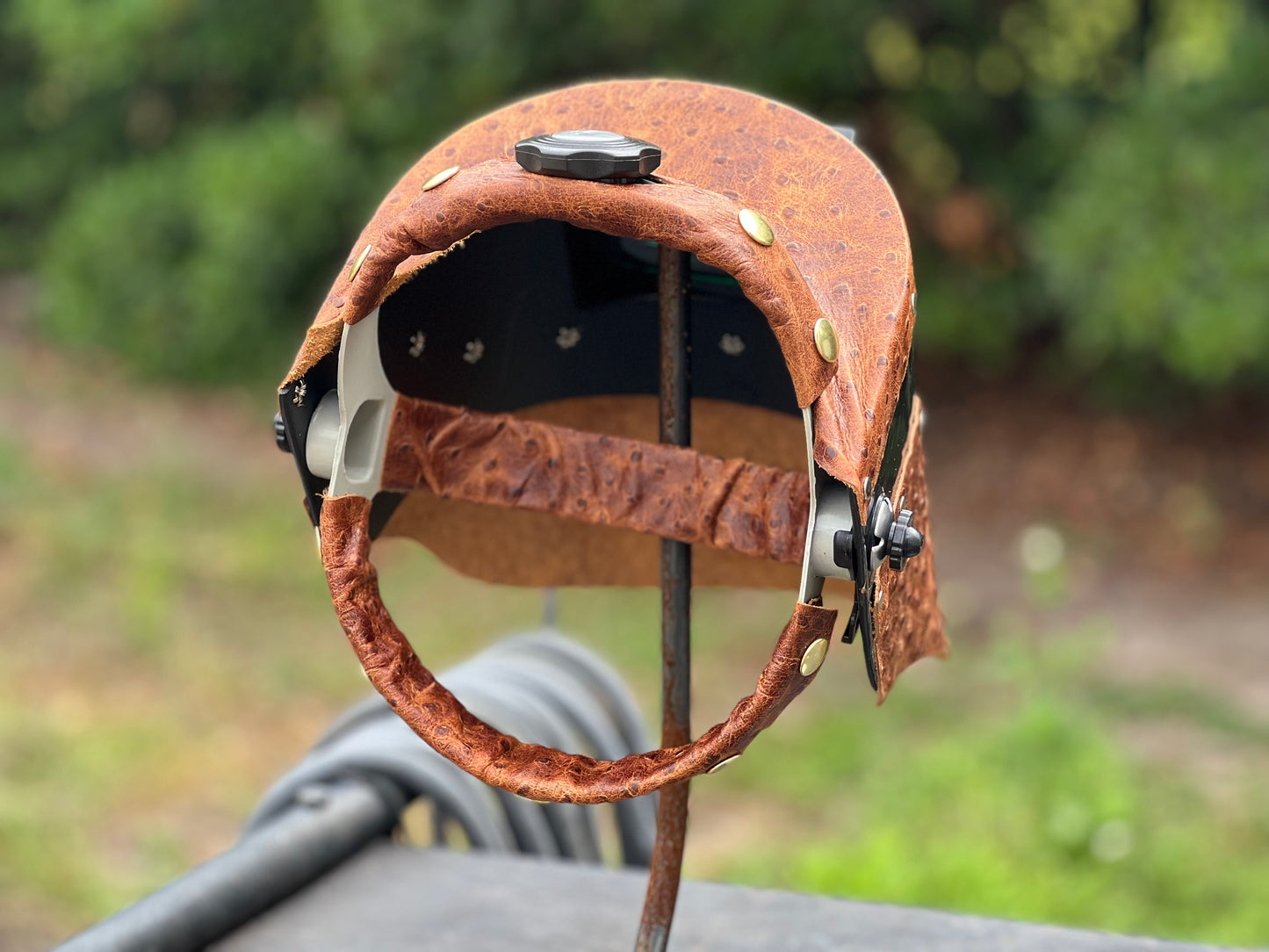 Ostrich chopped tiger hood