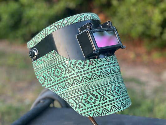 Turquoise Aztec chopped tiger hood