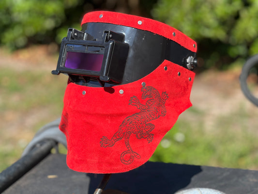 Red tiger panther chopped tiger hood