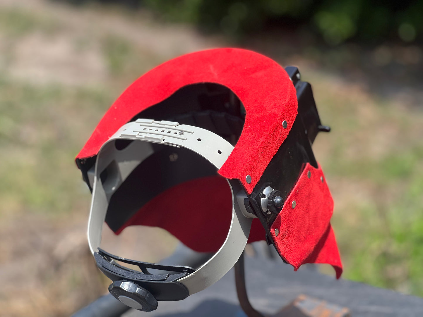 Red chopped tiger hood