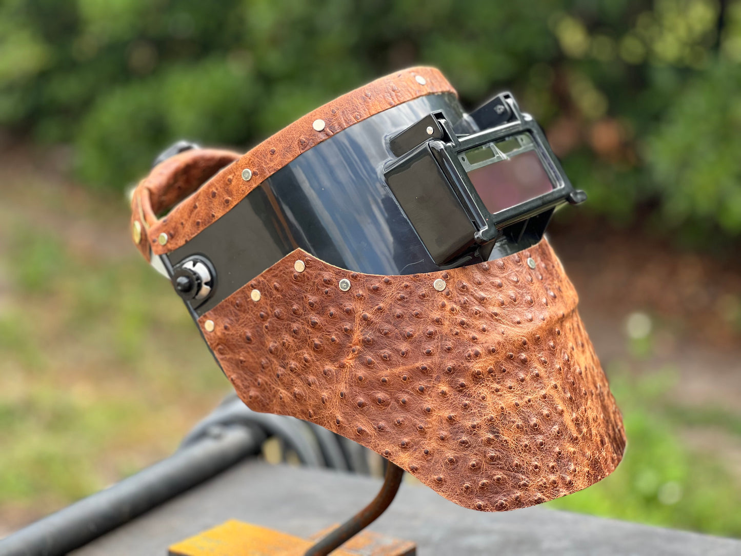 Ostrich chopped tiger hood