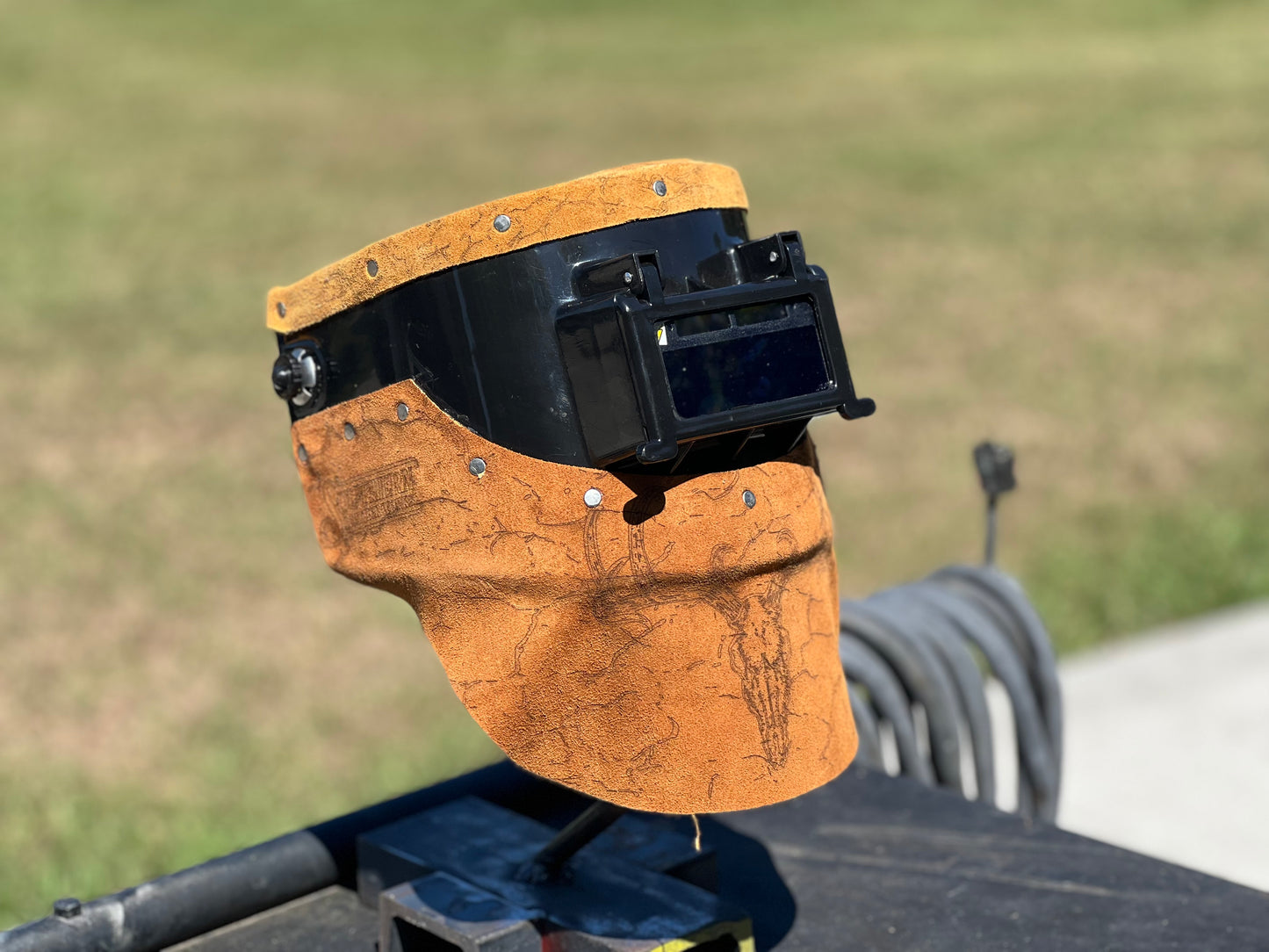 Orange deer skull chopped tiger hood