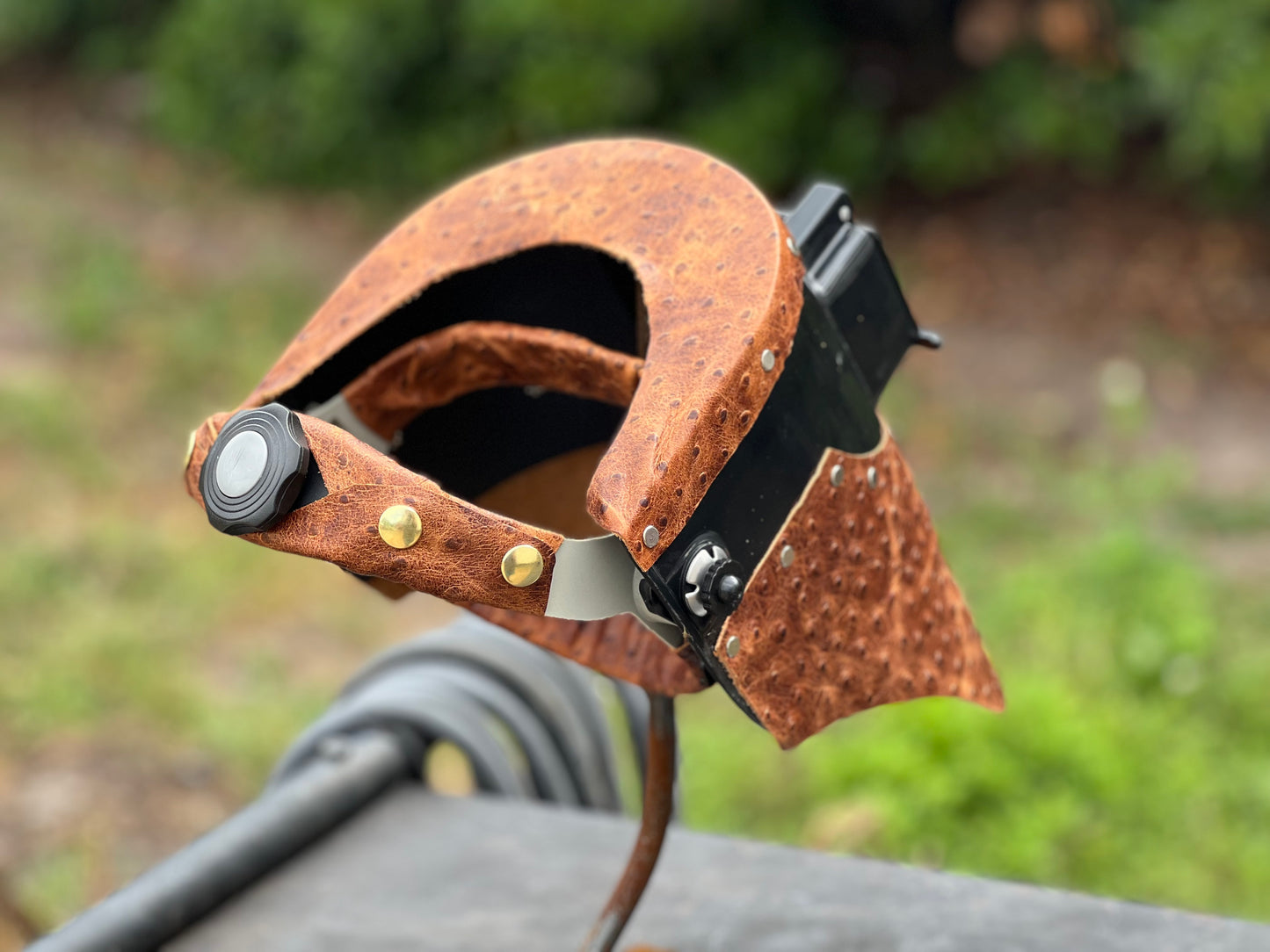 Ostrich chopped tiger hood